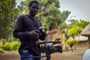 Gabriel Gatluak Wal, known professionally as Gabuu Myles, on location in South Sudan. His documentary "Climate Resilience: Inspiring Hope, Driving Change" has earned him a nomination for the IGAD Media Awards 2025. Photo: EduFilm